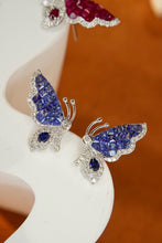 Load image into Gallery viewer, LUOWEND 18K White Gold Real Natural Diamond and Sapphire Earrings for Women
