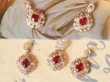 Load image into Gallery viewer, LUOWEND 18K Rose Gold Natural Ruby Necklace for Women

