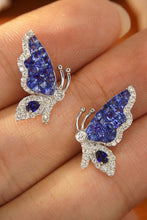 Load image into Gallery viewer, LUOWEND 18K White Gold Real Natural Diamond and Sapphire Earrings for Women
