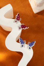 Load image into Gallery viewer, LUOWEND 18K White Gold Real Natural Diamond and Sapphire Earrings for Women
