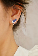 Load image into Gallery viewer, LUOWEND 18K White Gold Real Natural Diamond and Sapphire Earrings for Women
