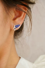 Load image into Gallery viewer, LUOWEND 18K White Gold Real Natural Diamond and Sapphire Earrings for Women
