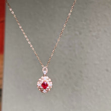 Load image into Gallery viewer, LUOWEND 18K Rose Gold Natural Ruby Necklace for Women
