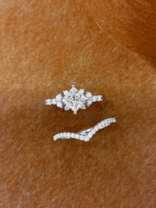 LUOWEND 18K White Gold Natural Diamond Ring for Women
