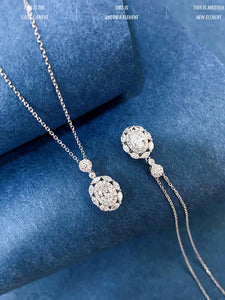 LUOWEND 18K White Gold Natural Diamond Pendant Necklace for Women