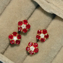 Load image into Gallery viewer, LUOWEND 18K Yellow Gold Fine Jewelry Natural Ruby Earrings for Women

