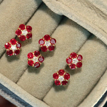 Load image into Gallery viewer, LUOWEND 18K Yellow Gold Fine Jewelry Natural Ruby Earrings for Women
