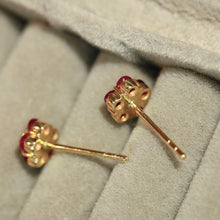 Load image into Gallery viewer, LUOWEND 18K Yellow Gold Fine Jewelry Natural Ruby Earrings for Women
