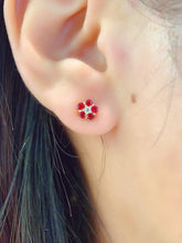 Load image into Gallery viewer, LUOWEND 18K Yellow Gold Fine Jewelry Natural Ruby Earrings for Women
