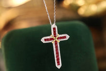 Load image into Gallery viewer, LUOWEND 18K White and Yellow Gold Real Natural Ruby Necklace for Women
