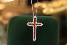 Load image into Gallery viewer, LUOWEND 18K White and Yellow Gold Real Natural Ruby Necklace for Women
