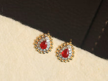 Load image into Gallery viewer, LUOWEND 18K Yellow Gold Natural Ruby Earrings for Women
