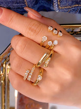 Load image into Gallery viewer, LUOWEND 18K Yellow Gold Natural Diamond Ring for Women
