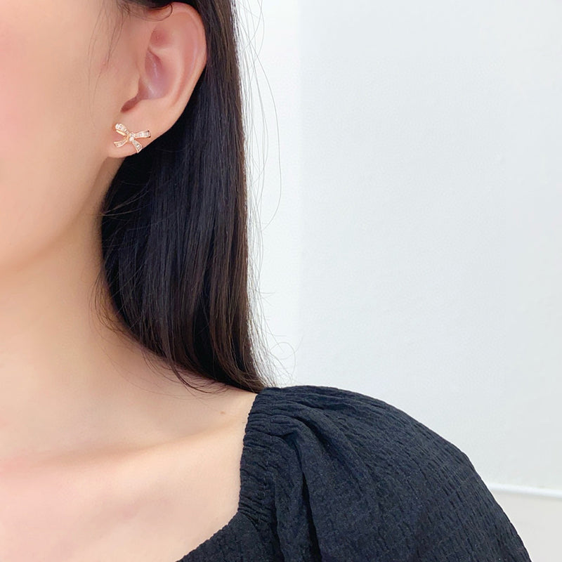 LUOWEND 18K White or Rose Gold Natural Diamond Earrings for Women
