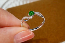 Load image into Gallery viewer, LUOWEND 18K White Gold Real Natural Diamond and Jadeite Ring for Women
