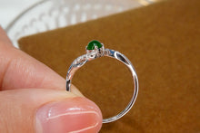 Load image into Gallery viewer, LUOWEND 18K White Gold Real Natural Diamond and Jadeite Ring for Women

