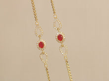 Load image into Gallery viewer, LUOWEND 18K Yellow Gold Natural Ruby Bracelet for Women
