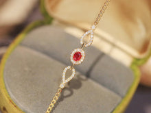 Load image into Gallery viewer, LUOWEND 18K Yellow Gold Natural Ruby Bracelet for Women
