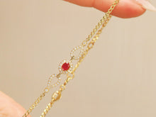 Load image into Gallery viewer, LUOWEND 18K Yellow Gold Natural Ruby Bracelet for Women
