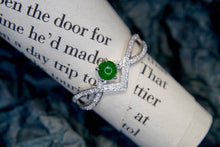 Load image into Gallery viewer, LUOWEND 18K White Gold Real Natural Diamond&amp;Jadeite Ring for Women
