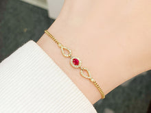 Load image into Gallery viewer, LUOWEND 18K Yellow Gold Natural Ruby Bracelet for Women
