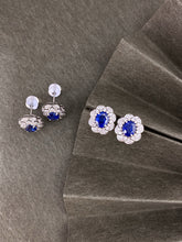 Load image into Gallery viewer, LUOWEND 18K White Gold Natural Diamond and Sapphire Earrings for Women
