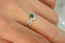 Load image into Gallery viewer, LUOWEND 18K White Gold Real Natural Diamond&amp;Jadeite Ring for Women
