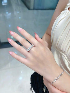 LUOWEND 18K White Gold Natural Diamond Ring for Women