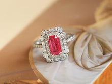 Load image into Gallery viewer, LUOWEND 18K White Gold Natural Ruby Ring for Women
