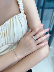 LUOWEND 18K White Gold Natural Diamond Ring for Women