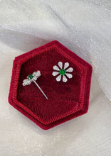 Load image into Gallery viewer, LUOWEND 18K White Gold Natural Diamond&amp;Jadeite Stud Earrings for Women
