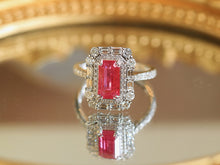 Load image into Gallery viewer, LUOWEND 18K White Gold Natural Ruby Ring for Women
