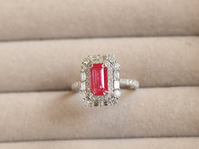 Load image into Gallery viewer, LUOWEND 18K White Gold Natural Ruby Ring for Women
