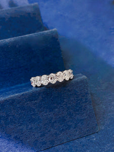 LUOWEND 18K White Gold Natural Diamond Ring for Women