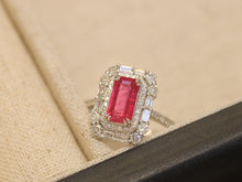 Load image into Gallery viewer, LUOWEND 18K White Gold Natural Ruby Ring for Women
