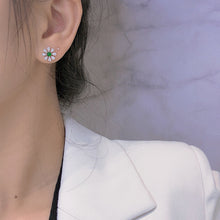 Load image into Gallery viewer, LUOWEND 18K White Gold Natural Diamond&amp;Jadeite Stud Earrings for Women
