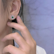 Load image into Gallery viewer, LUOWEND 18K White Gold Natural Diamond&amp;Jadeite Stud Earrings for Women
