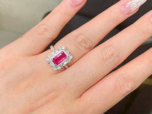 Load image into Gallery viewer, LUOWEND 18K White Gold Natural Ruby Ring for Women
