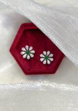 Load image into Gallery viewer, LUOWEND 18K White Gold Natural Diamond&amp;Jadeite Stud Earrings for Women
