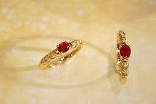 Load image into Gallery viewer, LUOWEND 18K Yellow Gold Real Natural Diamond&amp;Ruby Ring for Women

