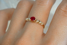 Load image into Gallery viewer, LUOWEND 18K Yellow Gold Real Natural Diamond&amp;Ruby Ring for Women
