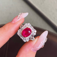 Load image into Gallery viewer, LUOWEND 18K White Gold Natural Ruby Ring for Women
