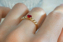 Load image into Gallery viewer, LUOWEND 18K Yellow Gold Real Natural Diamond&amp;Ruby Ring for Women
