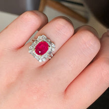 Load image into Gallery viewer, LUOWEND 18K White Gold Natural Ruby Ring for Women
