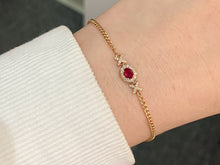 Load image into Gallery viewer, LUOWEND 18K Yellow Gold Natural Ruby Bracelet for Women
