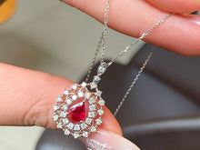 Load image into Gallery viewer, LUOWEND 18K White Gold Natural Ruby Necklace for Women
