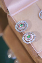 Load image into Gallery viewer, LUOWEND 18K White Gold Natural Green Diamond Earrings for Women
