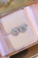 Load image into Gallery viewer, LUOWEND 18K White Gold Natural Green Diamond Earrings for Women
