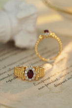 Load image into Gallery viewer, LUOWEND 18K Yellow Gold Real Natural Diamond and Ruby Ring for Women
