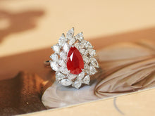 Load image into Gallery viewer, LUOWEND 18K White Gold Natural Ruby Ring for Women
